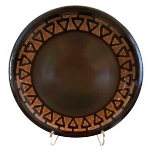 Vintage MIKASA Majorca Ceramic Brown Large Round Chop Plate Platter Made Japan!